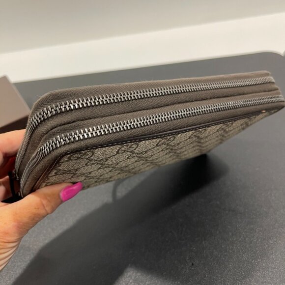 Gucci Double Zip Organizer Brown GG Supreme (JB1261) - Picture 4 of 12